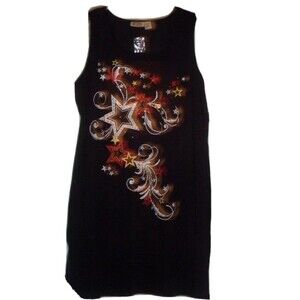 Star and Sequins Holiday XXL Sundress Navy 100% Cotton NEW